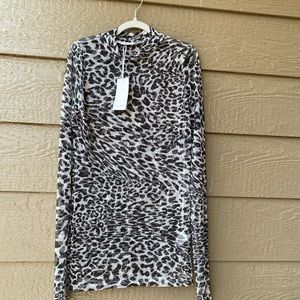 NWT Antistar Black Leopard Printed High Neck Top